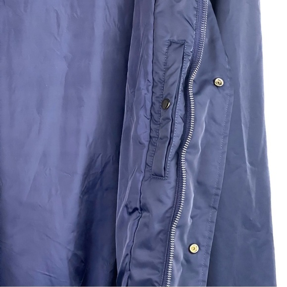 EUC- Zara Man Hooded Varsity Stripe Inside Navy Blue Bomber Jacket Size Large - Picture 10 of 16